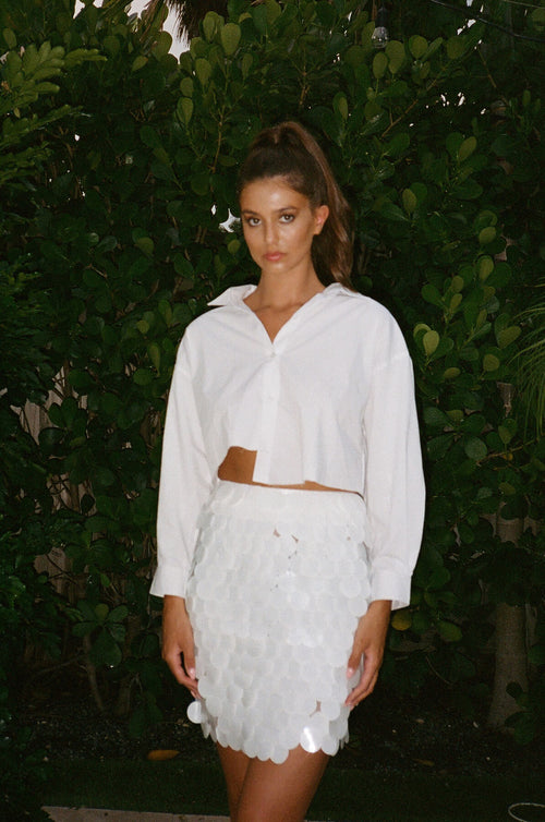 Adele Cropped Shirt - White