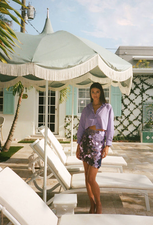 Adele Cropped Shirt - Purple