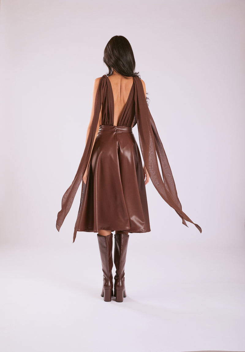 Katty Midi Skirt - Brown