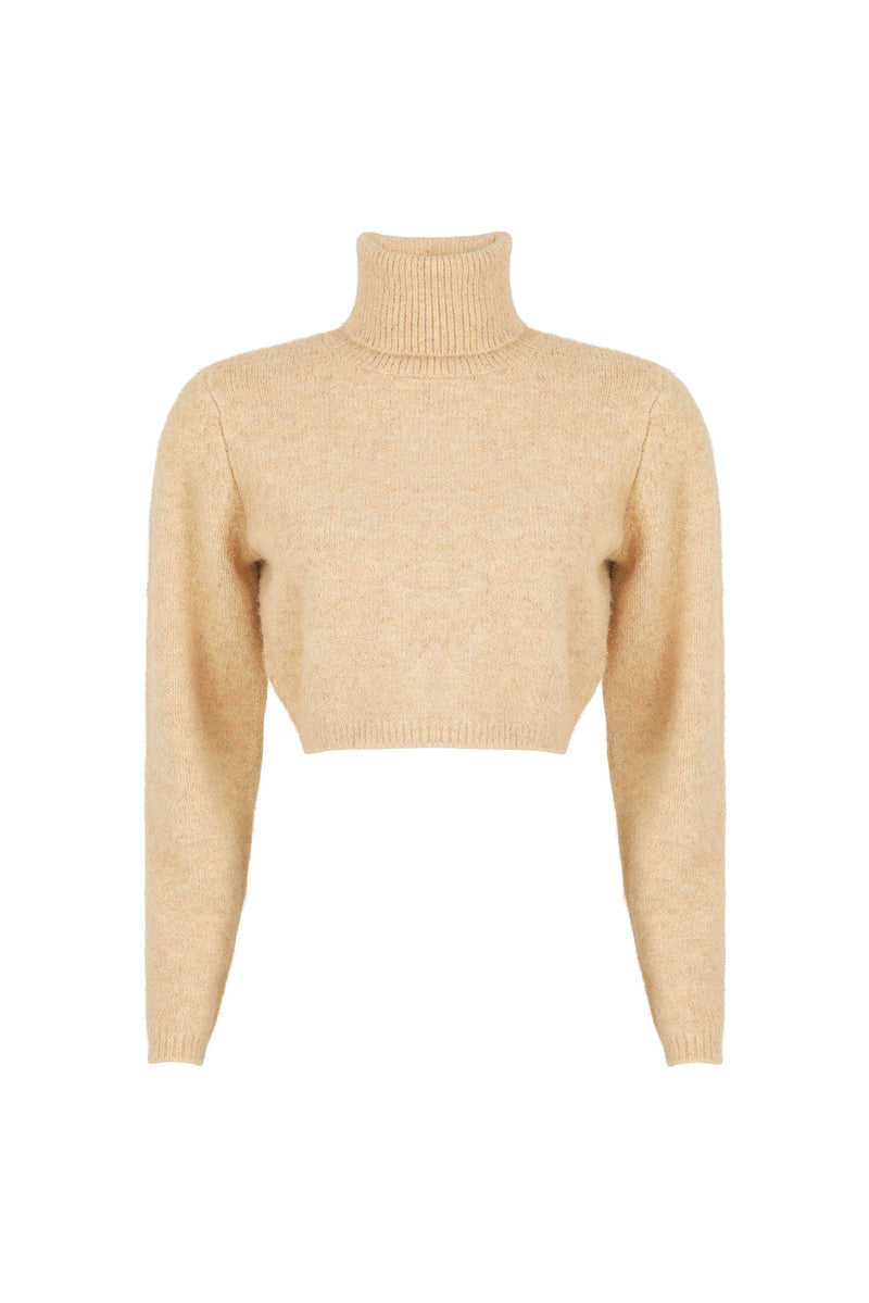 Georgina Cropped Sweater - Nude