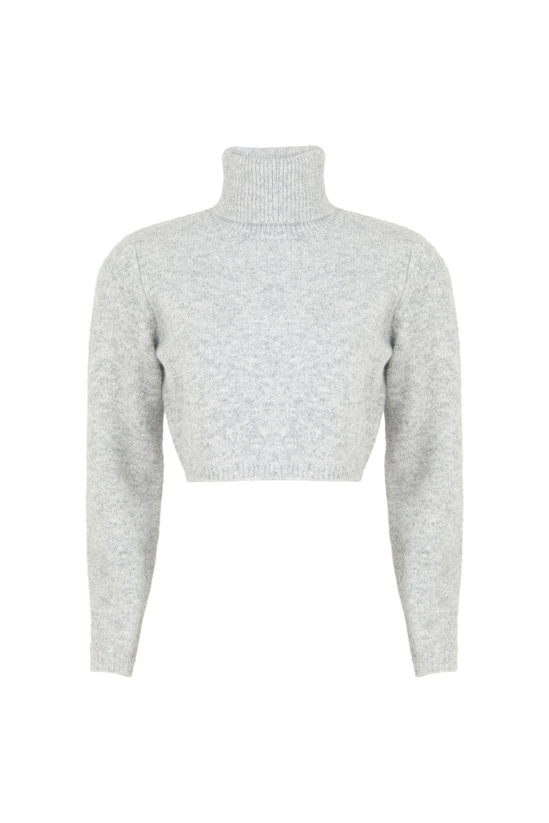 Georgina Cropped Sweater - Silver
