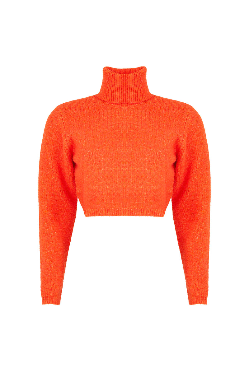 Georgina Cropped Sweater - Orange